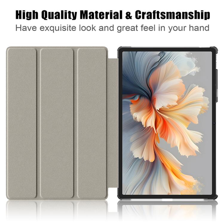 For Lenovo Yoga Tab Plus Custer Texture 3-Fold Holder Leather Smart Tablet Case