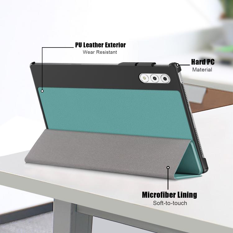 For Lenovo Yoga Tab Plus Custer Texture 3-Fold Holder Leather Smart Tablet Case