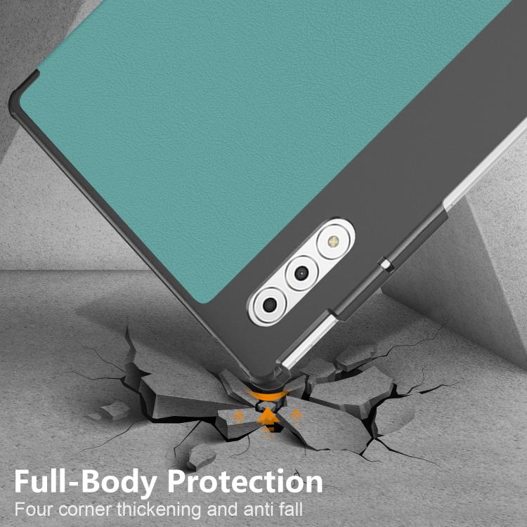 For Lenovo Yoga Tab Plus Custer Texture 3-Fold Holder Leather Smart Tablet Case