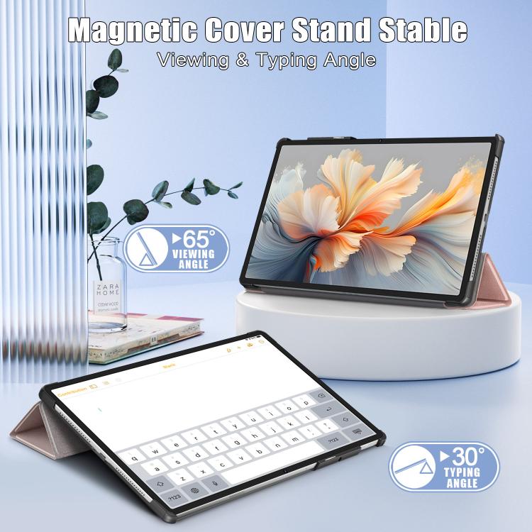 For Lenovo Yoga Tab Plus Custer Texture 3-Fold Holder Leather Smart Tablet Case