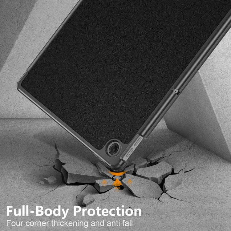 For Lenovo Tab 10.1 2025 Custer Texture 3-Fold Holder Leather Smart Tablet Case