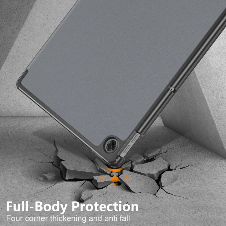 For Lenovo Tab 10.1 2025 Custer Texture 3-Fold Holder Leather Smart Tablet Case