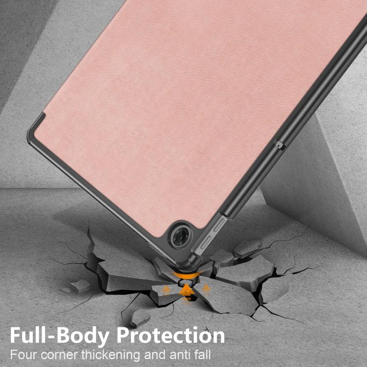 For Lenovo Tab 10.1 2025 Custer Texture 3-Fold Holder Leather Smart Tablet Case