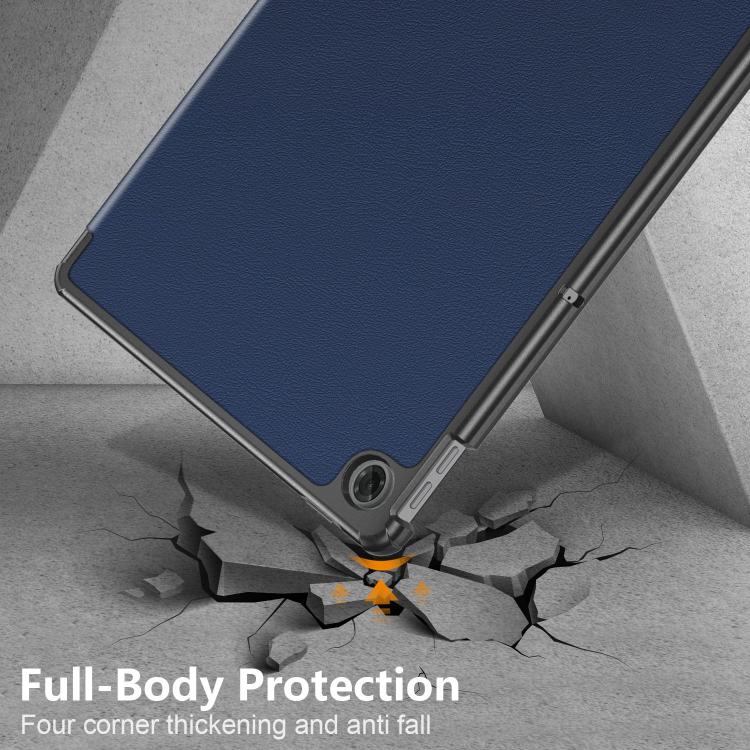 For Lenovo Tab 10.1 2025 Custer Texture 3-Fold Holder Leather Smart Tablet Case