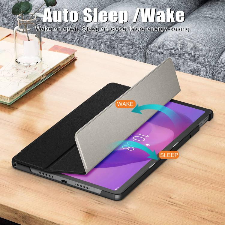 For Lenovo Tab Idea 11 /Xiaoxin Pad 2025 Custer Texture 3-Fold Holder Leather Smart Tablet Case