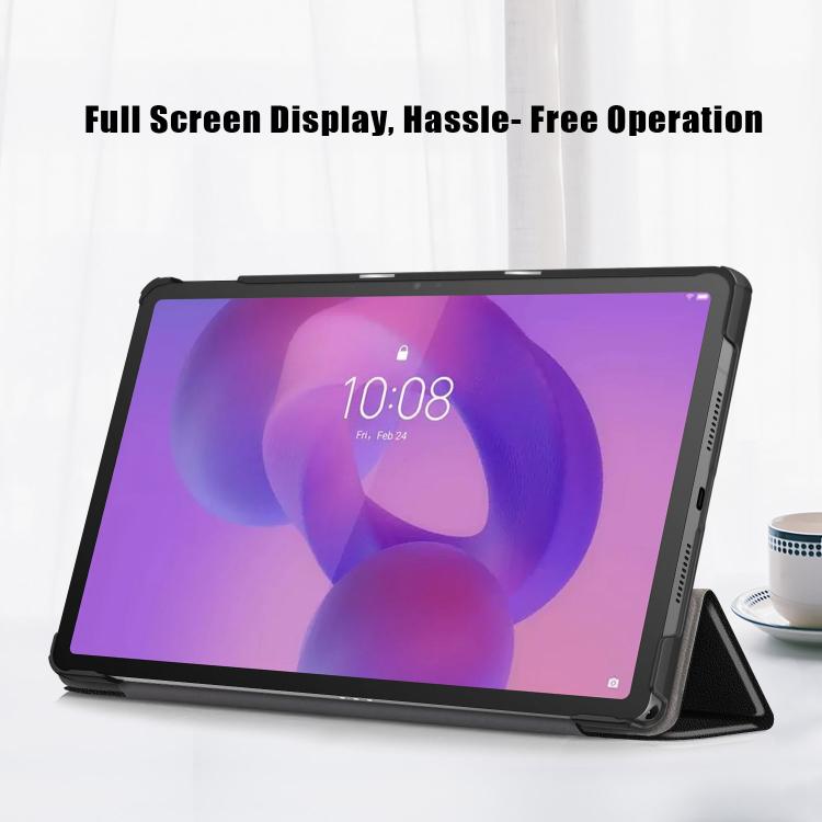 For Lenovo Tab Idea 11 /Xiaoxin Pad 2025 Custer Texture 3-Fold Holder Leather Smart Tablet Case