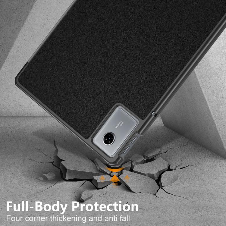 For Lenovo Tab Idea 11 /Xiaoxin Pad 2025 Custer Texture 3-Fold Holder Leather Smart Tablet Case