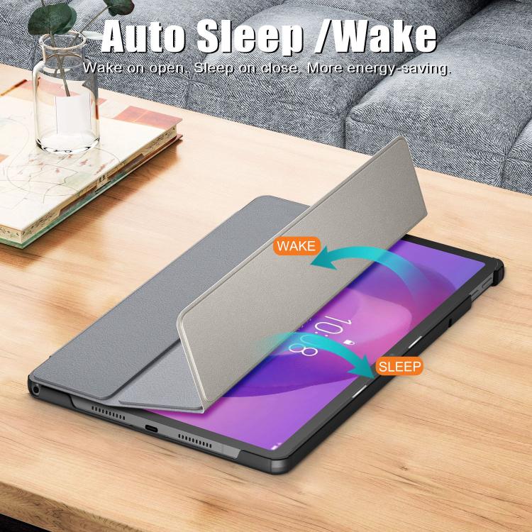 For Lenovo Tab Idea 11 /Xiaoxin Pad 2025 Custer Texture 3-Fold Holder Leather Smart Tablet Case