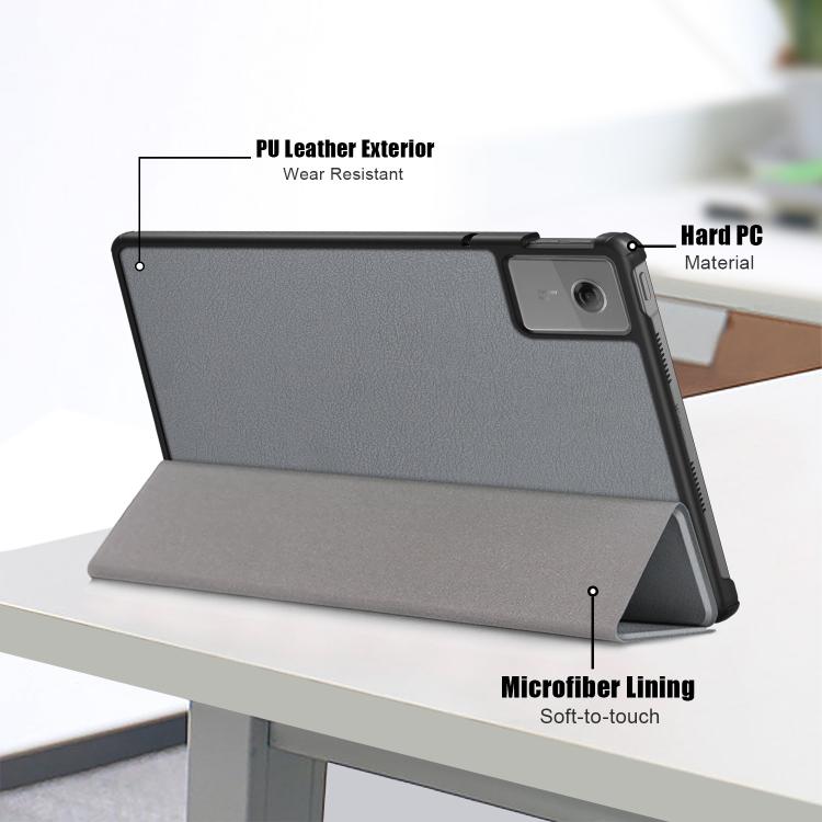 For Lenovo Tab Idea 11 /Xiaoxin Pad 2025 Custer Texture 3-Fold Holder Leather Smart Tablet Case