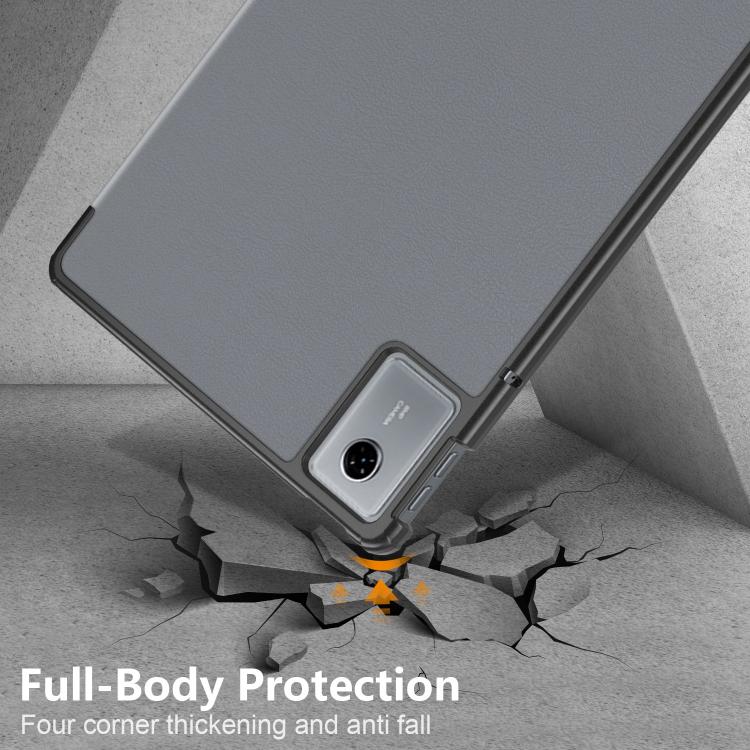 For Lenovo Tab Idea 11 /Xiaoxin Pad 2025 Custer Texture 3-Fold Holder Leather Smart Tablet Case
