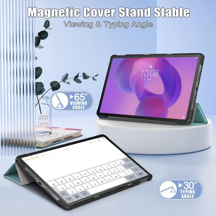 For Lenovo Tab Idea 11 /Xiaoxin Pad 2025 Custer Texture 3-Fold Holder Leather Smart Tablet Case
