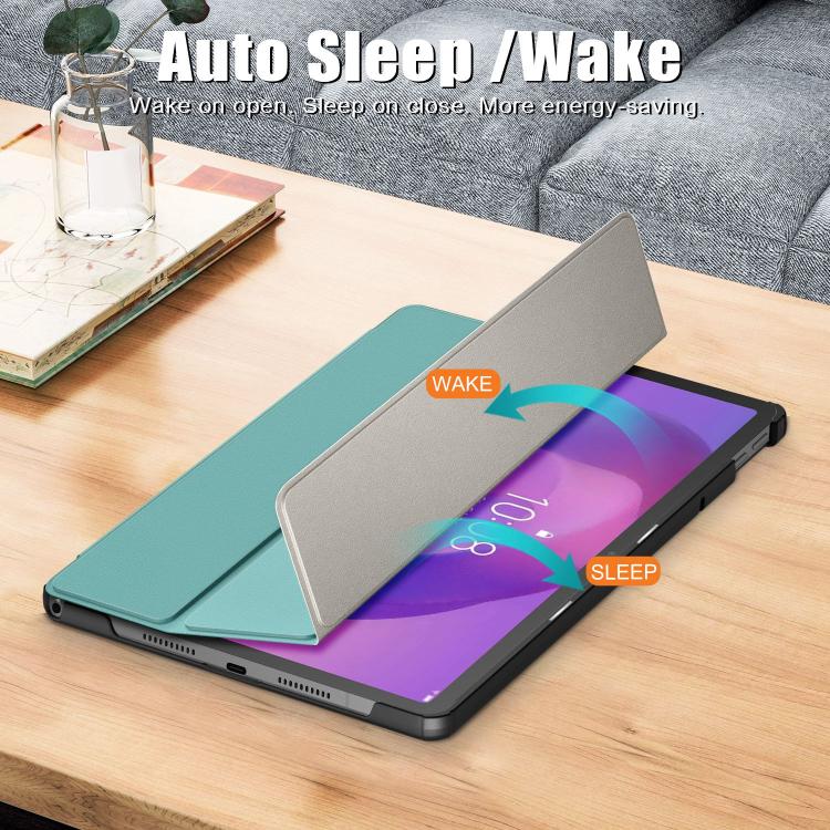 For Lenovo Tab Idea 11 /Xiaoxin Pad 2025 Custer Texture 3-Fold Holder Leather Smart Tablet Case