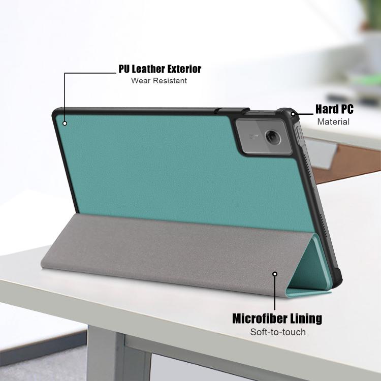 For Lenovo Tab Idea 11 /Xiaoxin Pad 2025 Custer Texture 3-Fold Holder Leather Smart Tablet Case