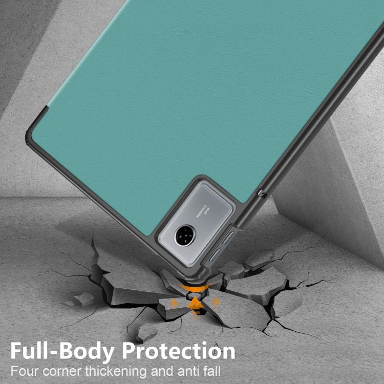 For Lenovo Tab Idea 11 /Xiaoxin Pad 2025 Custer Texture 3-Fold Holder Leather Smart Tablet Case