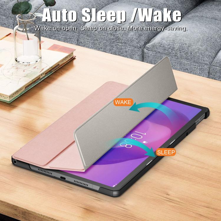For Lenovo Tab Idea 11 /Xiaoxin Pad 2025 Custer Texture 3-Fold Holder Leather Smart Tablet Case