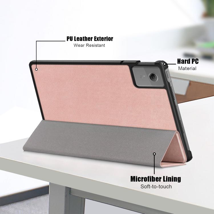For Lenovo Tab Idea 11 /Xiaoxin Pad 2025 Custer Texture 3-Fold Holder Leather Smart Tablet Case