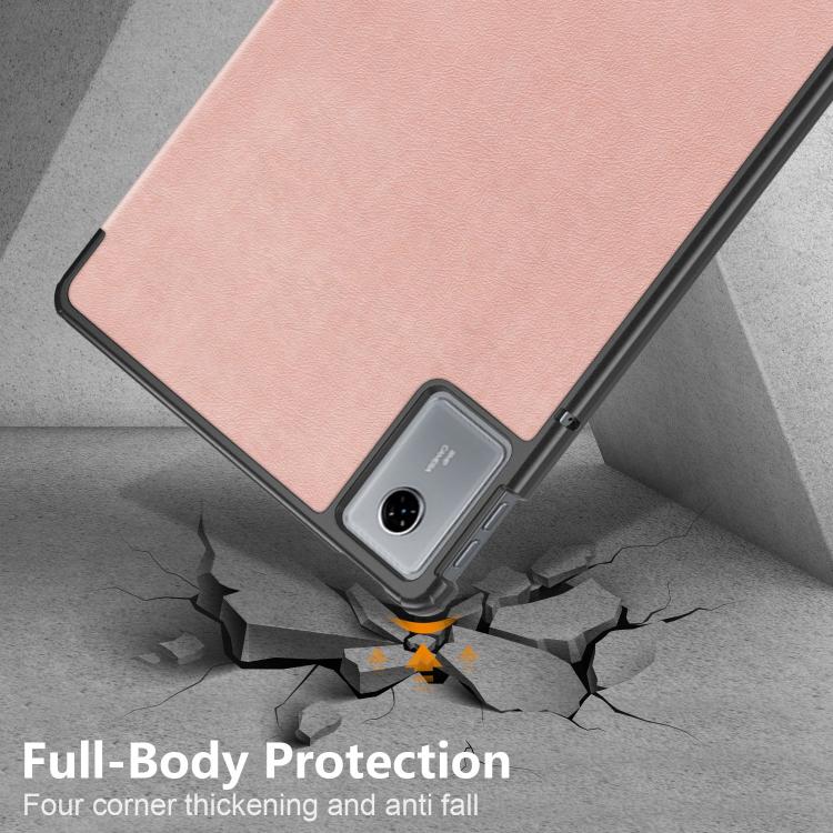 For Lenovo Tab Idea 11 /Xiaoxin Pad 2025 Custer Texture 3-Fold Holder Leather Smart Tablet Case