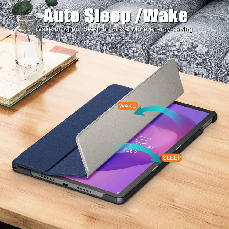 For Lenovo Tab Idea 11 /Xiaoxin Pad 2025 Custer Texture 3-Fold Holder Leather Smart Tablet Case