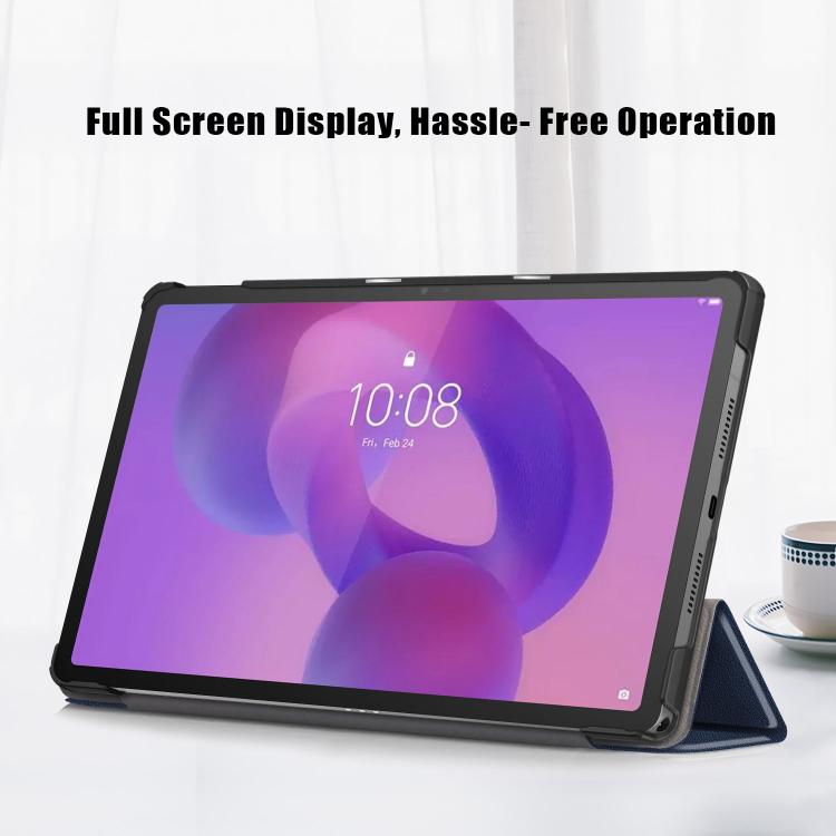 For Lenovo Tab Idea 11 /Xiaoxin Pad 2025 Custer Texture 3-Fold Holder Leather Smart Tablet Case