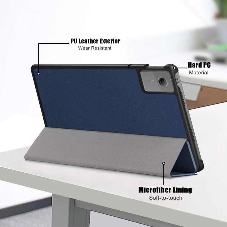 For Lenovo Tab Idea 11 /Xiaoxin Pad 2025 Custer Texture 3-Fold Holder Leather Smart Tablet Case