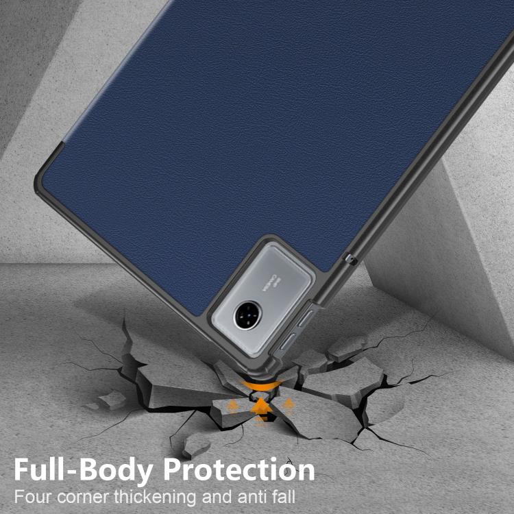 For Lenovo Tab Idea 11 /Xiaoxin Pad 2025 Custer Texture 3-Fold Holder Leather Smart Tablet Case
