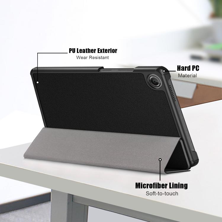 For Lenovo Tab One 8.7 / K9 2025 Custer Texture 3-Fold Holder Leather Smart Tablet Case
