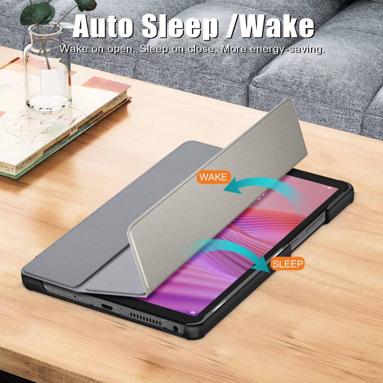 For Lenovo Tab One 8.7 / K9 2025 Custer Texture 3-Fold Holder Leather Smart Tablet Case