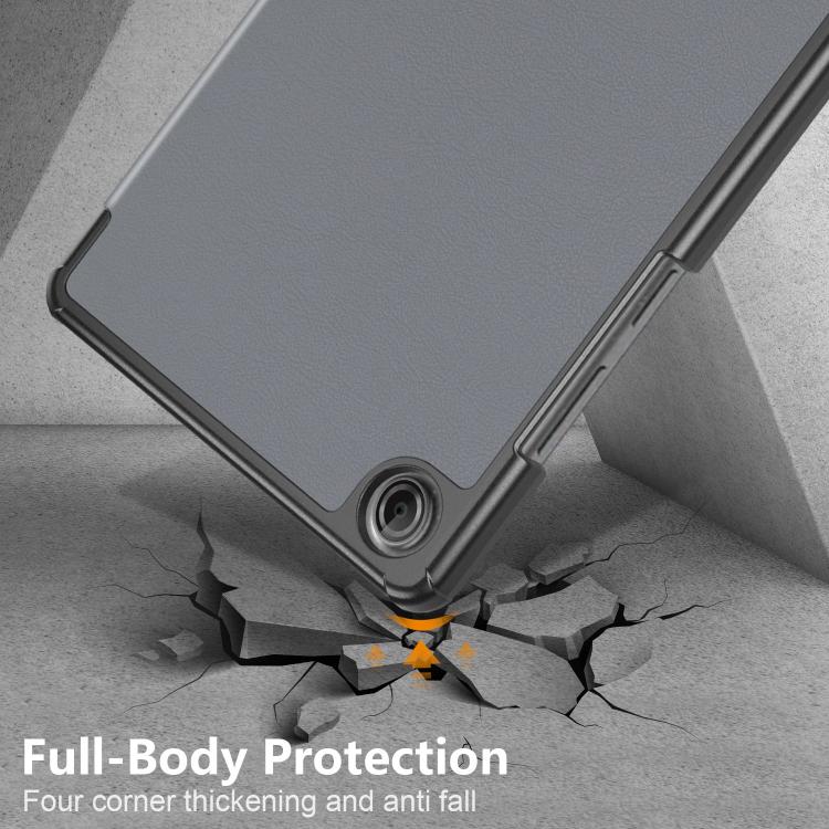For Lenovo Tab One 8.7 / K9 2025 Custer Texture 3-Fold Holder Leather Smart Tablet Case