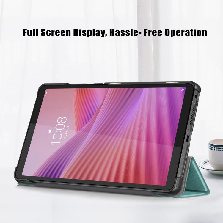 For Lenovo Tab One 8.7 / K9 2025 Custer Texture 3-Fold Holder Leather Smart Tablet Case