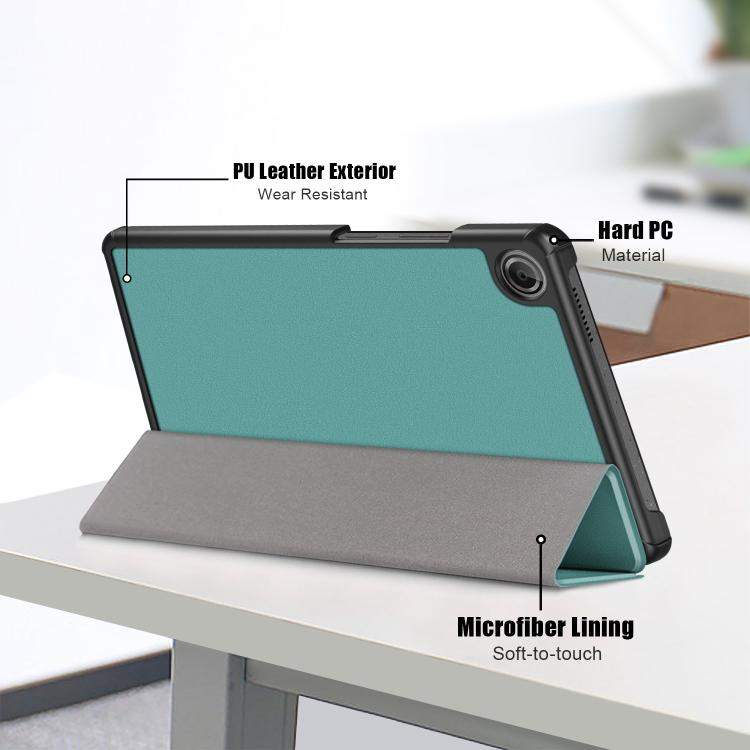 For Lenovo Tab One 8.7 / K9 2025 Custer Texture 3-Fold Holder Leather Smart Tablet Case
