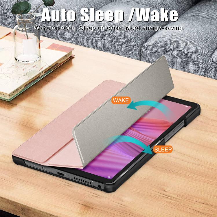 For Lenovo Tab One 8.7 / K9 2025 Custer Texture 3-Fold Holder Leather Smart Tablet Case