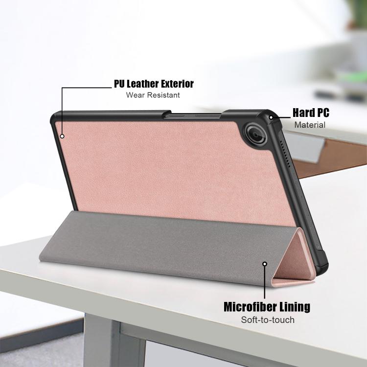 For Lenovo Tab One 8.7 / K9 2025 Custer Texture 3-Fold Holder Leather Smart Tablet Case