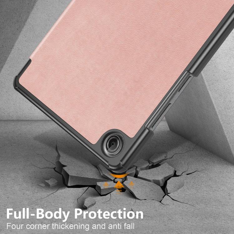 For Lenovo Tab One 8.7 / K9 2025 Custer Texture 3-Fold Holder Leather Smart Tablet Case