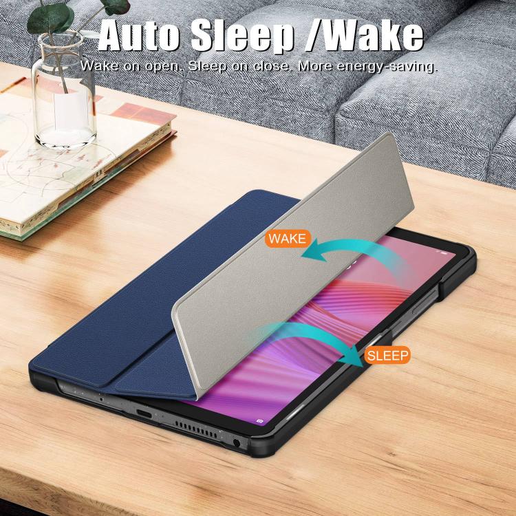 For Lenovo Tab One 8.7 / K9 2025 Custer Texture 3-Fold Holder Leather Smart Tablet Case