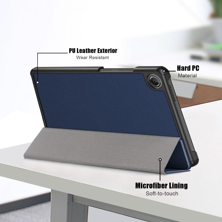 For Lenovo Tab One 8.7 / K9 2025 Custer Texture 3-Fold Holder Leather Smart Tablet Case