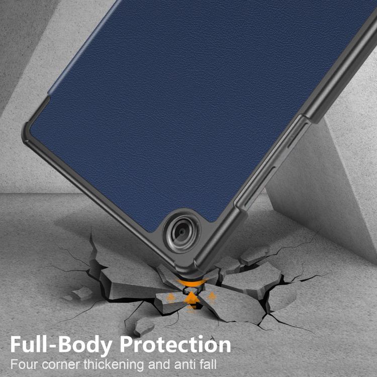 For Lenovo Tab One 8.7 / K9 2025 Custer Texture 3-Fold Holder Leather Smart Tablet Case
