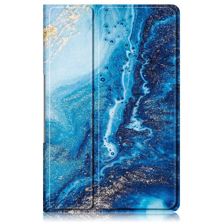 For Lenovo Tab Plus 11.5 TB351FU Custer Painted 3-Fold Holder Leather Smart Tablet Case
