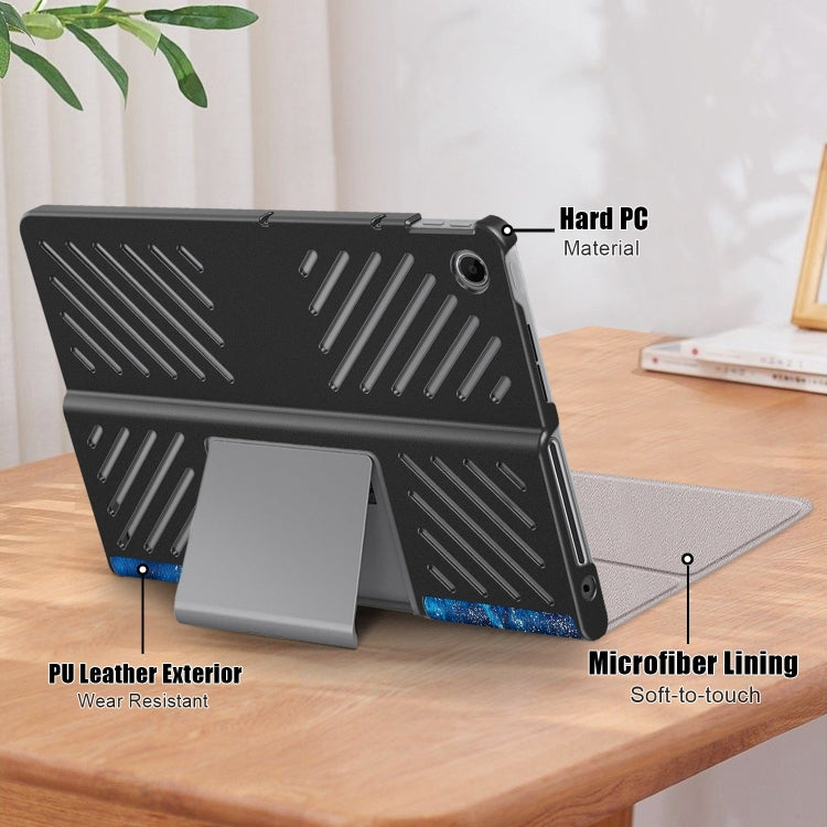 For Lenovo Tab Plus 11.5 TB351FU Custer Painted 3-Fold Holder Leather Smart Tablet Case