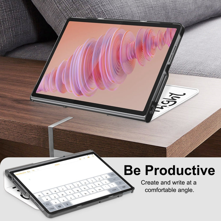 For Lenovo Tab Plus 11.5 TB351FU Custer Painted 3-Fold Holder Leather Smart Tablet Case