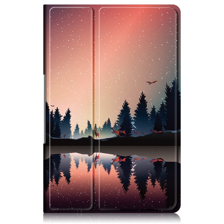 For Lenovo Tab Plus 11.5 TB351FU Custer Painted 3-Fold Holder Leather Smart Tablet Case