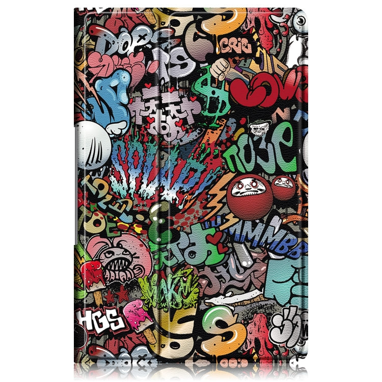 For Lenovo Tab Plus 11.5 TB351FU Custer Painted 3-Fold Holder Leather Smart Tablet Case