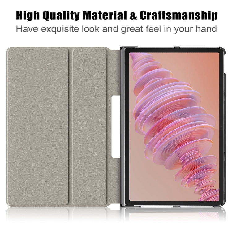 For Lenovo Tab Plus 11.5 TB351FU Custer Painted 3-Fold Holder Leather Smart Tablet Case