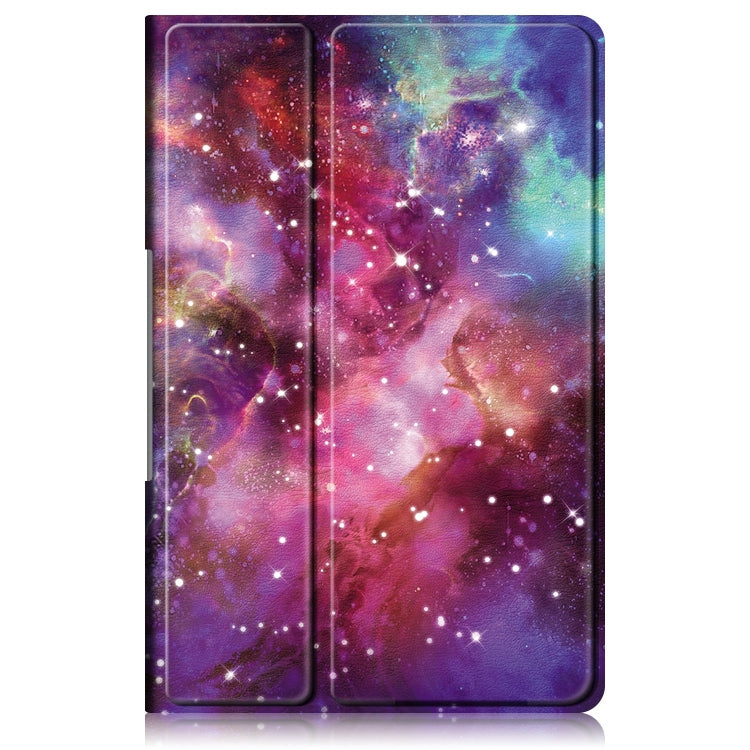 For Lenovo Tab Plus 11.5 TB351FU Custer Painted 3-Fold Holder Leather Smart Tablet Case