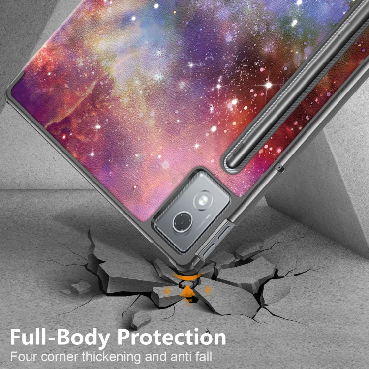 For Lenovo Tab P12 12.7 2025 Custer Painted 3-Fold Holder Leather Smart Tablet Case