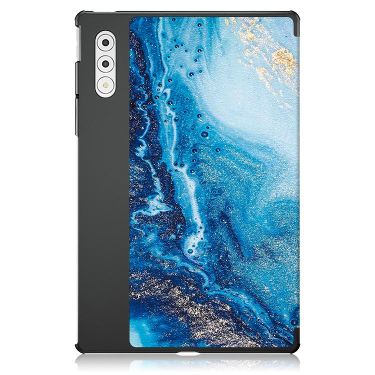 For Lenovo Yoga Tab Plus Custer Painted 3-Fold Holder Leather Smart Tablet Case