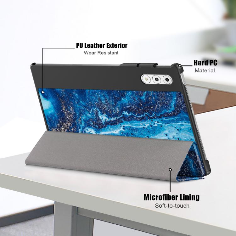 For Lenovo Yoga Tab Plus Custer Painted 3-Fold Holder Leather Smart Tablet Case