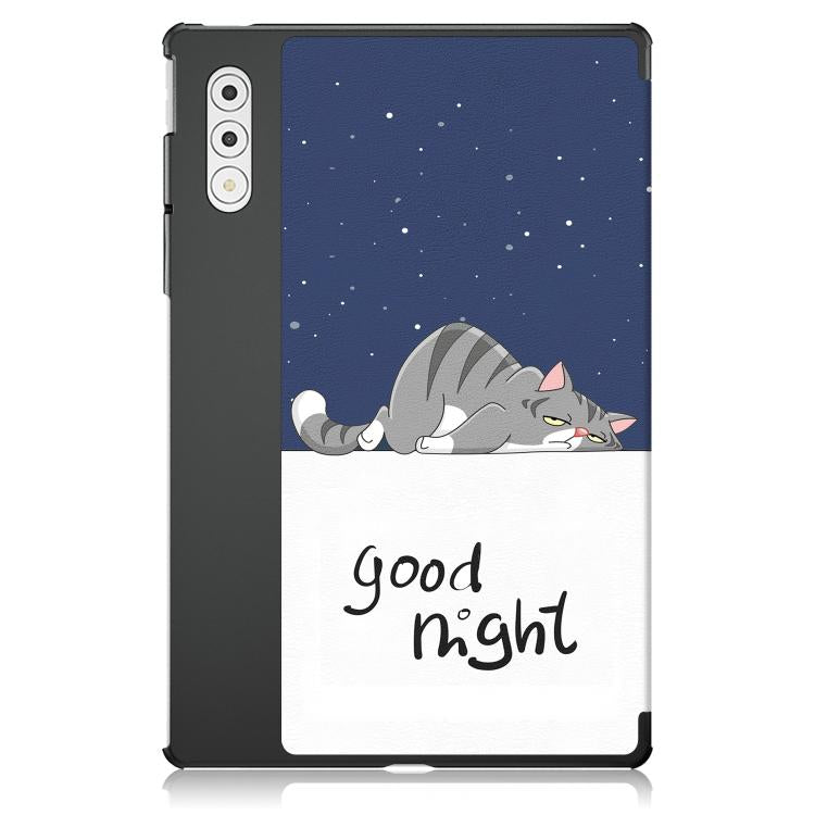 For Lenovo Yoga Tab Plus Custer Painted 3-Fold Holder Leather Smart Tablet Case