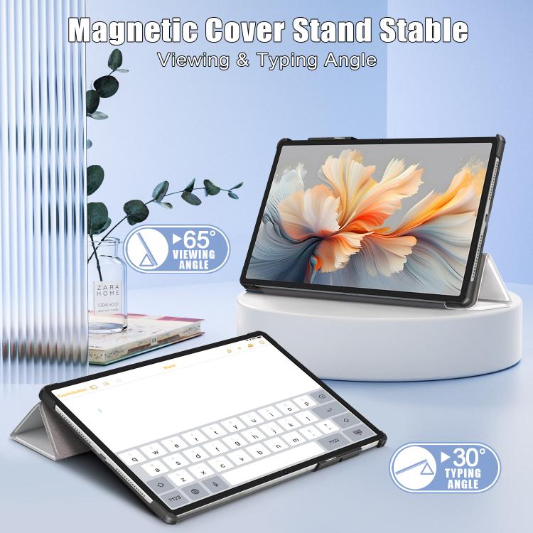 For Lenovo Yoga Tab Plus Custer Painted 3-Fold Holder Leather Smart Tablet Case