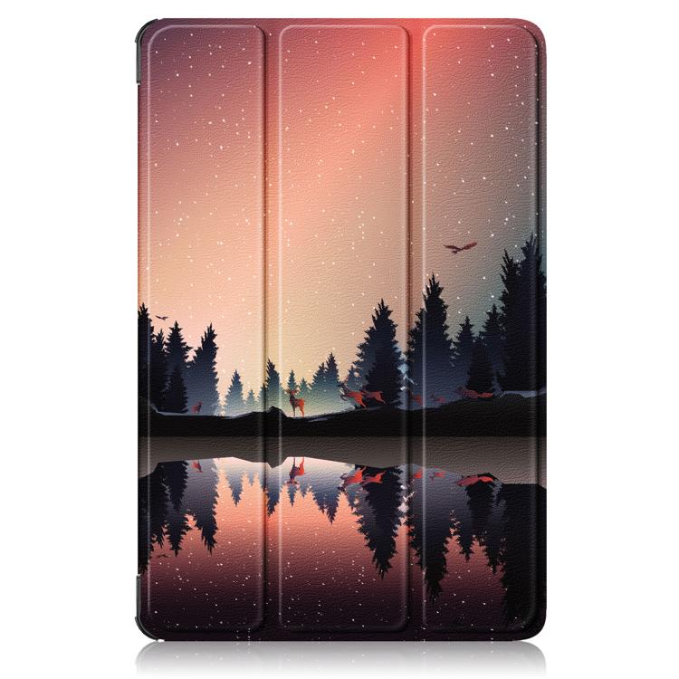 For Lenovo Yoga Tab Plus Custer Painted 3-Fold Holder Leather Smart Tablet Case