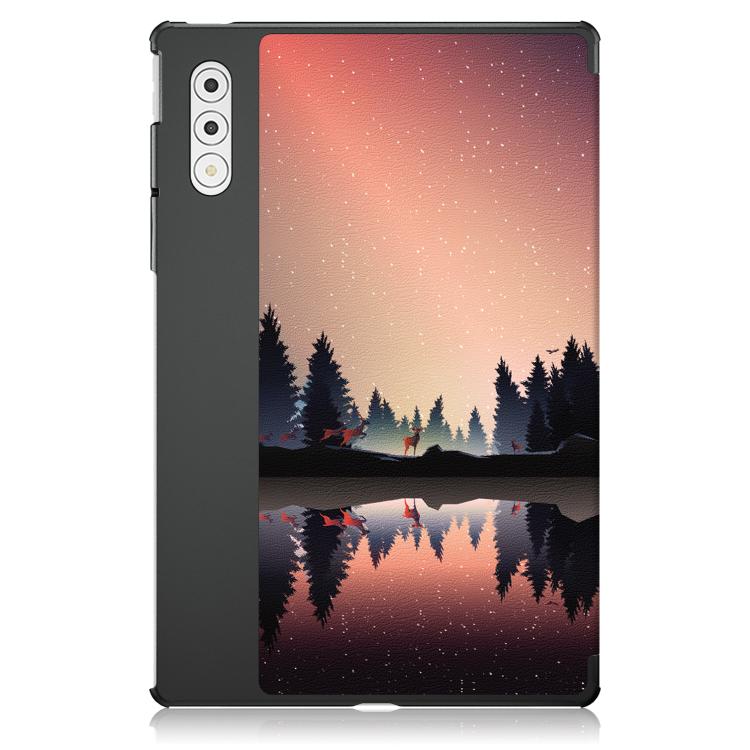 For Lenovo Yoga Tab Plus Custer Painted 3-Fold Holder Leather Smart Tablet Case